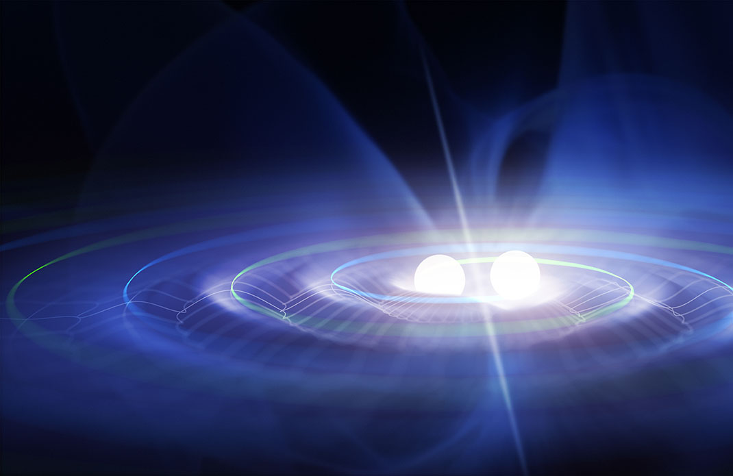 Vue d'artiste d'ondes gravitationnelles via Shutterstock