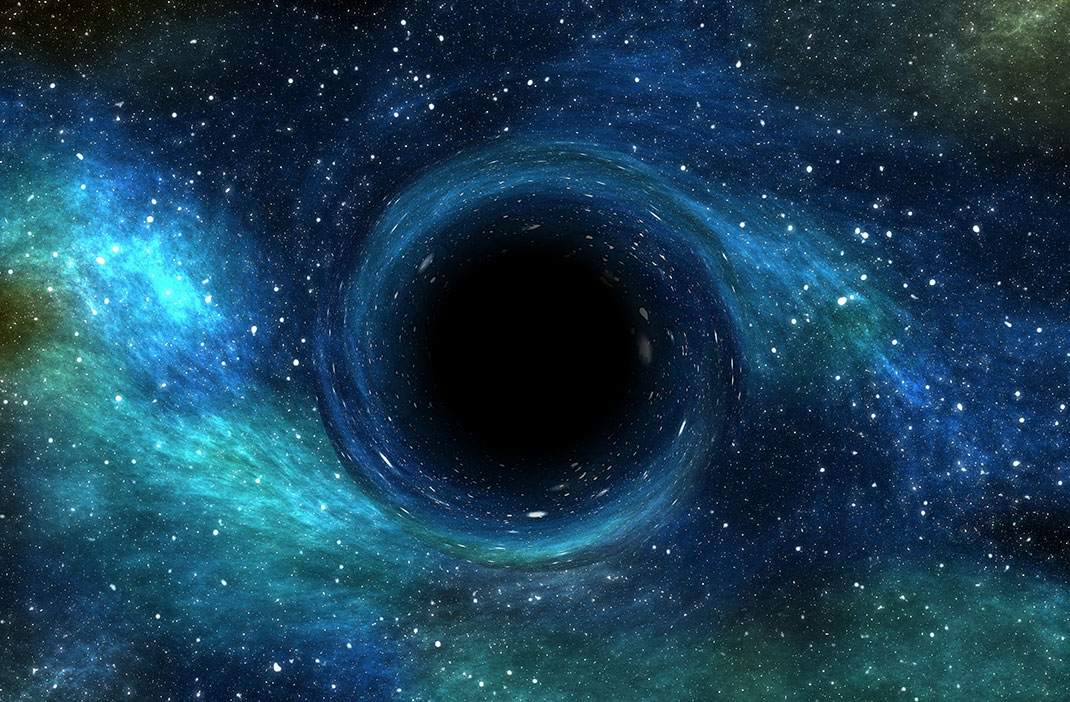 Vue d'artiste d'un trou noir via Shutterstock