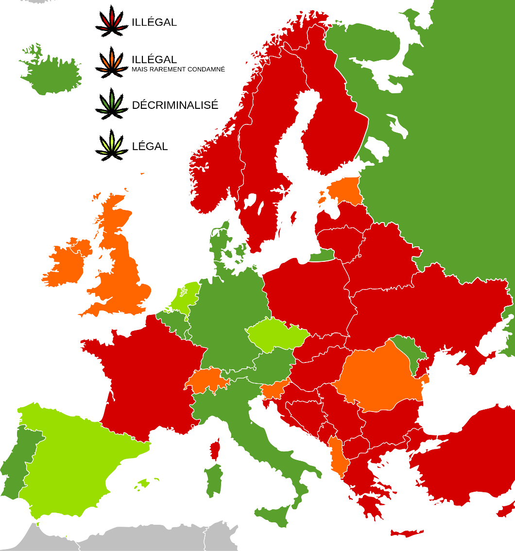 La carte des pays européens et leur apport au cannabis