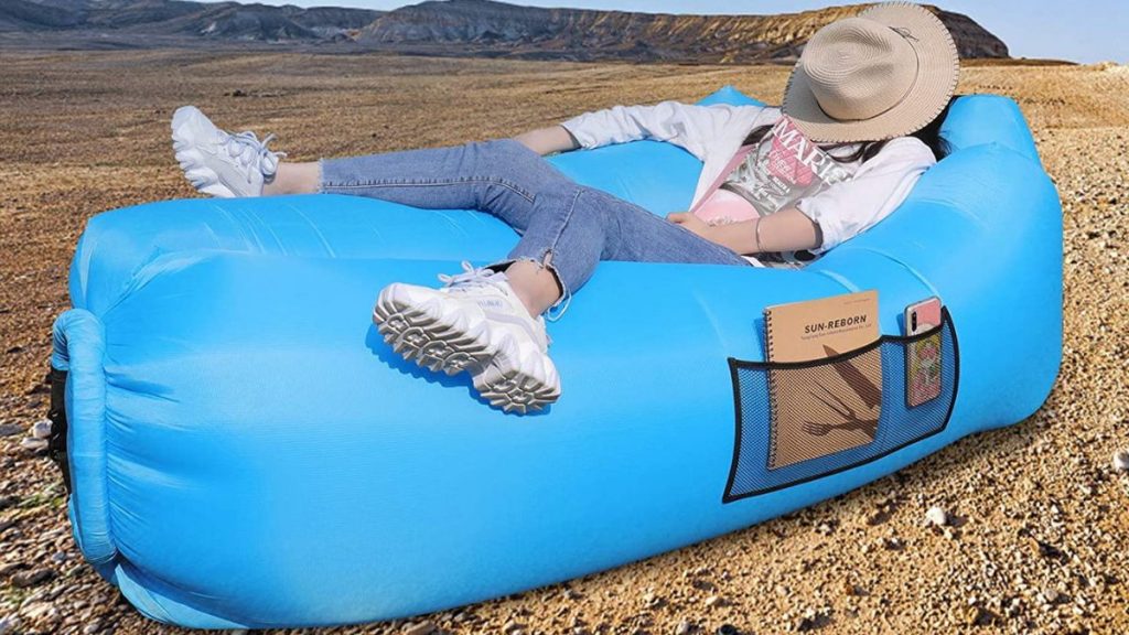 Hamac gonflable bleu sofa plein air –