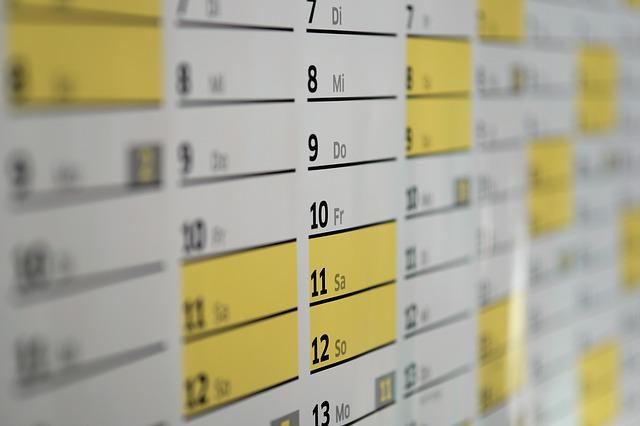 calendrier dates