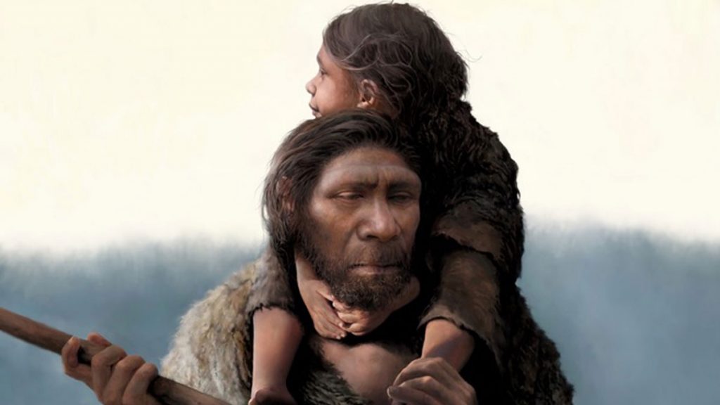 père néandertalien et sa fille