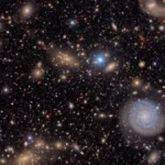 Vue détaillée de l’amas de la Vierge montrant des galaxies spirales, capturée par l’Observatoire Vera C. Rubin avec la caméra LSST.