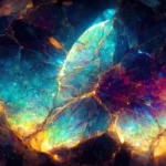 Représentation artistique de filaments galactiques lumineux contenant de la matière ordinaire invisible, dans un style cristallin coloré