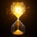 Sablier lumineux représentant la métamorphose de la lumière en état supersolide dans une expérience de physique quantique.