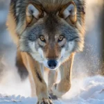 Louve 907F avançant dans la neige dans le parc national de Yellowstone