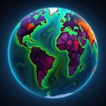 Illustration colorée représentant la Terre entourée d’un mystérieux bouclier énergétique.