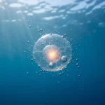 Une cellule marine lumineuse en suspension dans les profondeurs de l’océan