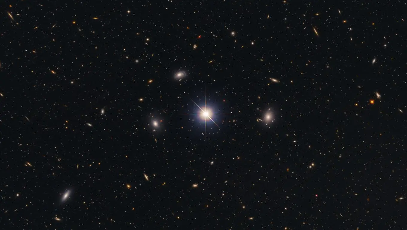 Image du télescope spatial James Webb montrant Earendel, le point lumineux le plus éloigné jamais observé, au cœur d’un amas de galaxies.
