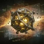 Structure géométrique entourée de formules mathématiques dans l’espace