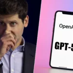 Sam Altman de OpenAI à côté d’un smartphone affichant GPT-5