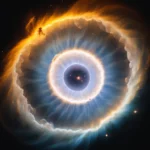 Image artistique captée par James Webb montrant un phénomène lumineux circulaire et coloré autour d’Uranus.