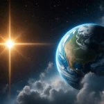 Vue artistique de la Terre et d’une étoile brillante dans l’espace, symbolisant la recherche de mondes habitables.