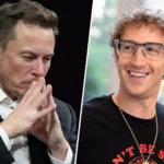 Elon Musk pensif et Mark Zuckerberg souriant, illustrant le refus de Zuckerberg face à la proposition d’alliance de Musk.
