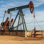 Une pompe à pétrole en activité dans un désert, symbole de la dépendance mondiale aux énergies fossiles.