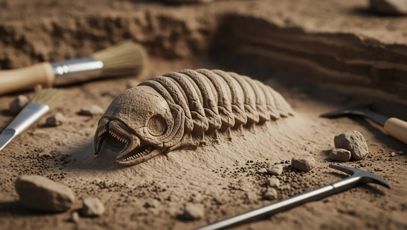 Fossile d’une larve marine de 520 millions d’années mis au jour par des paléontologues.