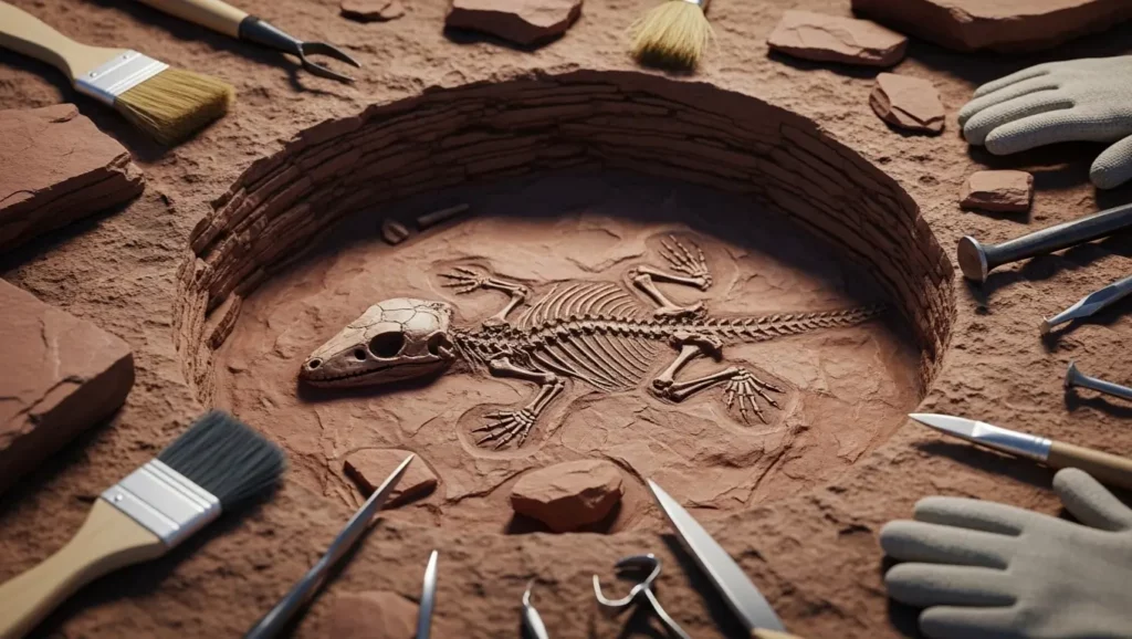 Fossile de lézard préhistorique vieux de 242 millions d’années mis au jour lors de fouilles paléontologiques