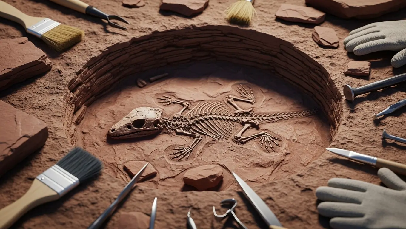 Fossile de lézard préhistorique vieux de 242 millions d’années mis au jour lors de fouilles paléontologiques