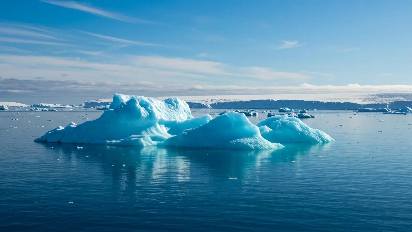 Icebergs flottant sur l’océan, symbole de la fonte des glaces et de l’élévation du niveau marin