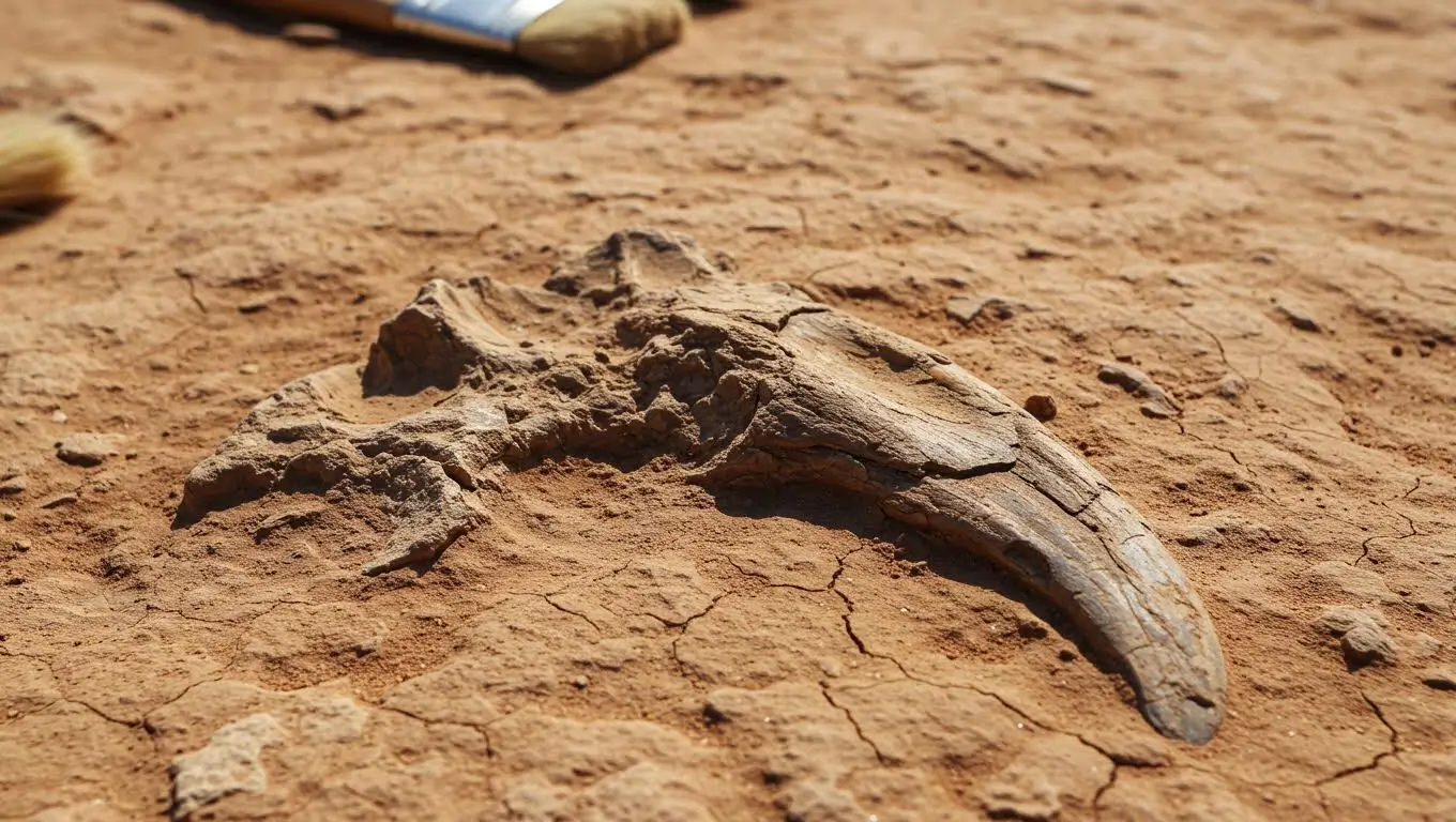 Griffe fossile de dinosaure Newtonsaurus découverte lors d’une fouille archéologique