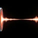 Illustration de la Terre sectionnée laissant apparaître son noyau et une onde énergétique traversant son centre.