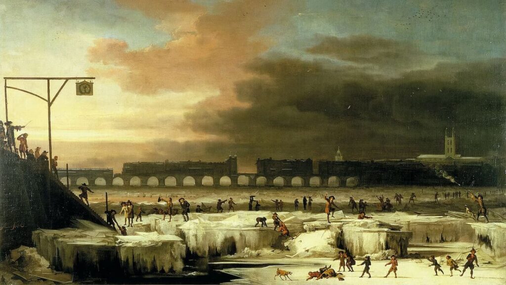 The Frozen Thames, peinture d'Abraham Hondius