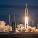 Fusée décollant dans la nuit depuis un pas de tir, illustrant la montée en puissance des entreprises spatiales européennes.