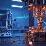 Vue d’un dispositif expérimental quantique dans un laboratoire, illustrant les avancées sur l’effet tunnel et les circuits supraconducteurs.