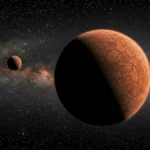 Illustration d’une planète vagabonde en croissance rapide, entourée de poussière cosmique dans l’espace profond.