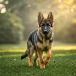 Jeune Berger Allemand marchant dans un parc ensoleillé.