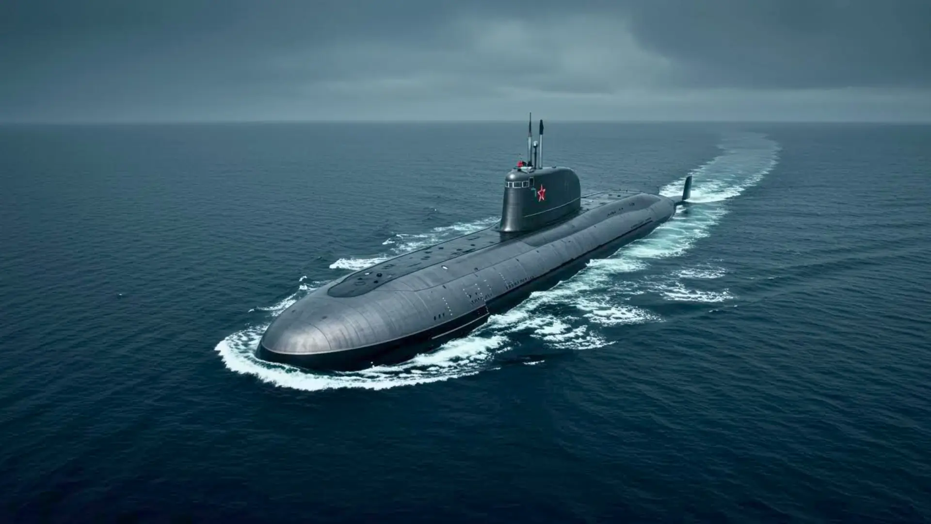 Sous-marin nucléaire soviétique en titane naviguant en surface pendant la Guerre froide