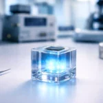 Prototype de batterie aux rayons gamma dans un laboratoire, utilisant la conversion lumineuse pour produire de l’électricité durable.