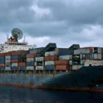 Cargo chinois apparemment civil équipé de lanceurs de missiles, illustrant la stratégie de militarisation navale hybride de la Chine