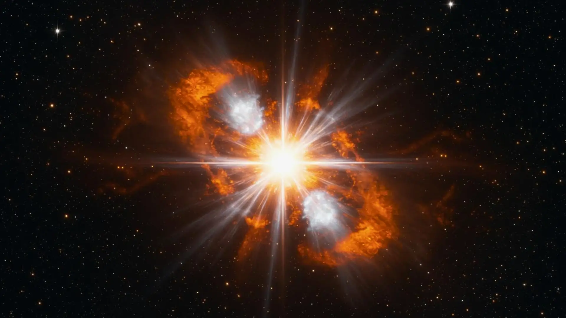 Supernova de type Ia explosant dans l’espace, émettant une lumière intense utilisée pour étudier l’expansion de l’Univers et l’énergie noire.
