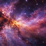 La nébuleuse d’Orion capturée en haute définition, avec ses nuages de gaz colorés et ses étoiles en formation.
