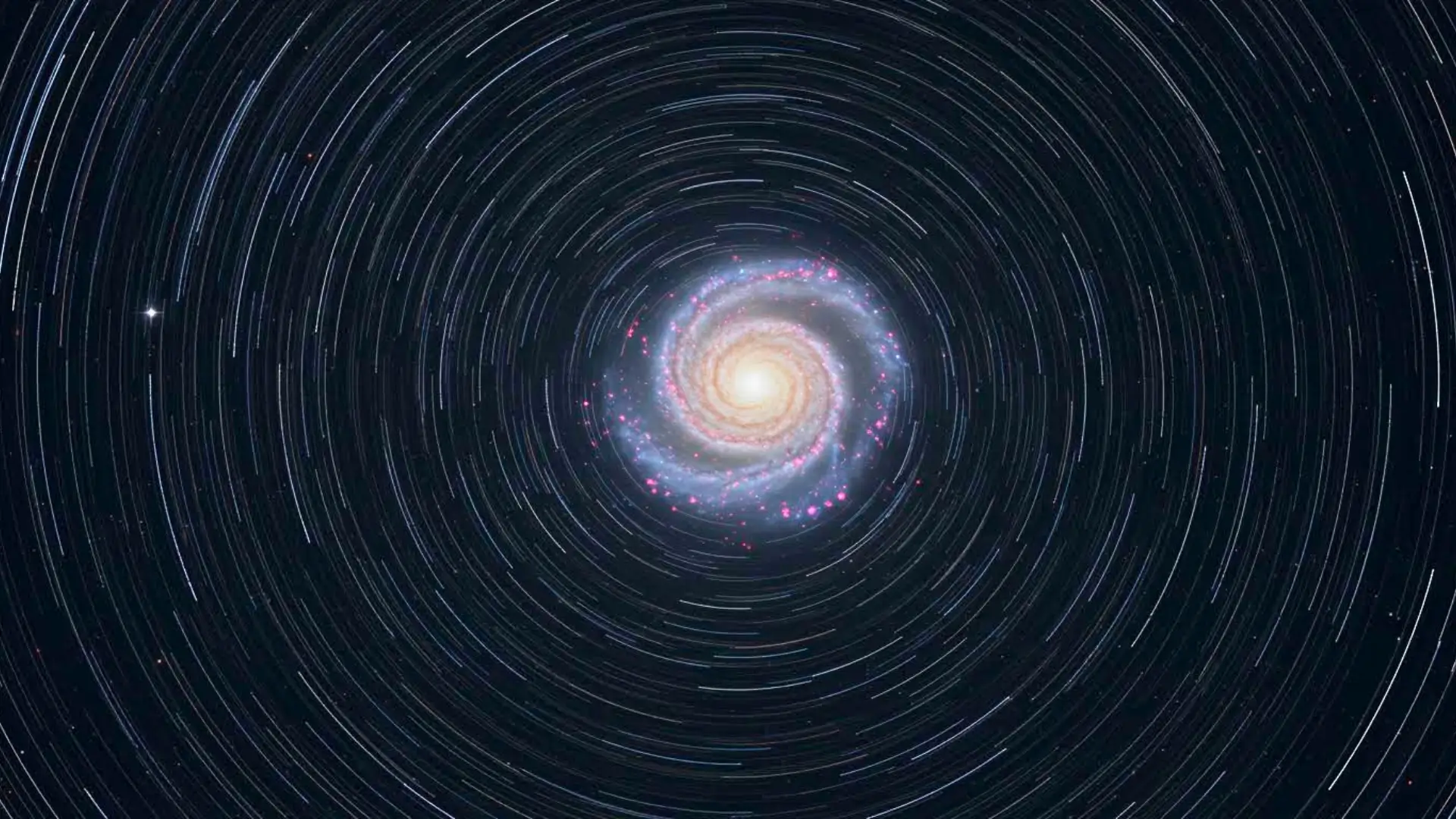 Illustration d’une galaxie spirale entourée de trajectoires stellaires, symbolisant une nouvelle approche de la gravité sans matière noire.