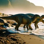 Vertèbre fossilisée d'hadrosaure avec fracture cicatrisée examinée par une main gantée.