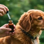 Application d’un traitement antiparasitaire contre les tiques sur un chien à l’aide d’une pipette