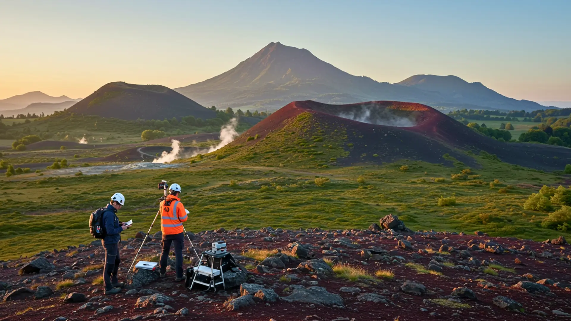 Des scientifiques surveillent l’activité volcanique dans la chaîne des Puys en Auvergne, face à des volcans considérés comme endormis.