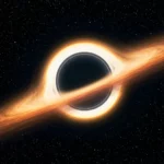 Illustration d’un trou noir supermassif entouré d’un disque d’accrétion lumineux, déformant l’espace-temps sous l’effet de sa gravité extrême.