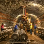 Forage scientifique dans un laboratoire souterrain du Mont Terri pour étudier la roche pouvant confiner les déchets nucléaires