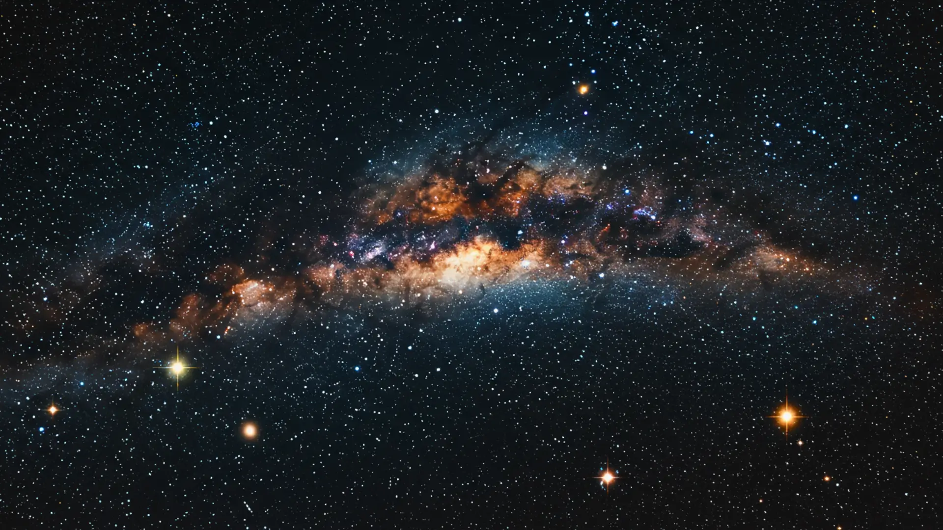 Bande lumineuse de la Voie lactée remplie d’étoiles observée dans l’espace profond