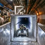 Un petit robot d’inspection autonome circule dans une conduite métallique gelée du Grand collisionneur de hadrons (LHC) au CERN.