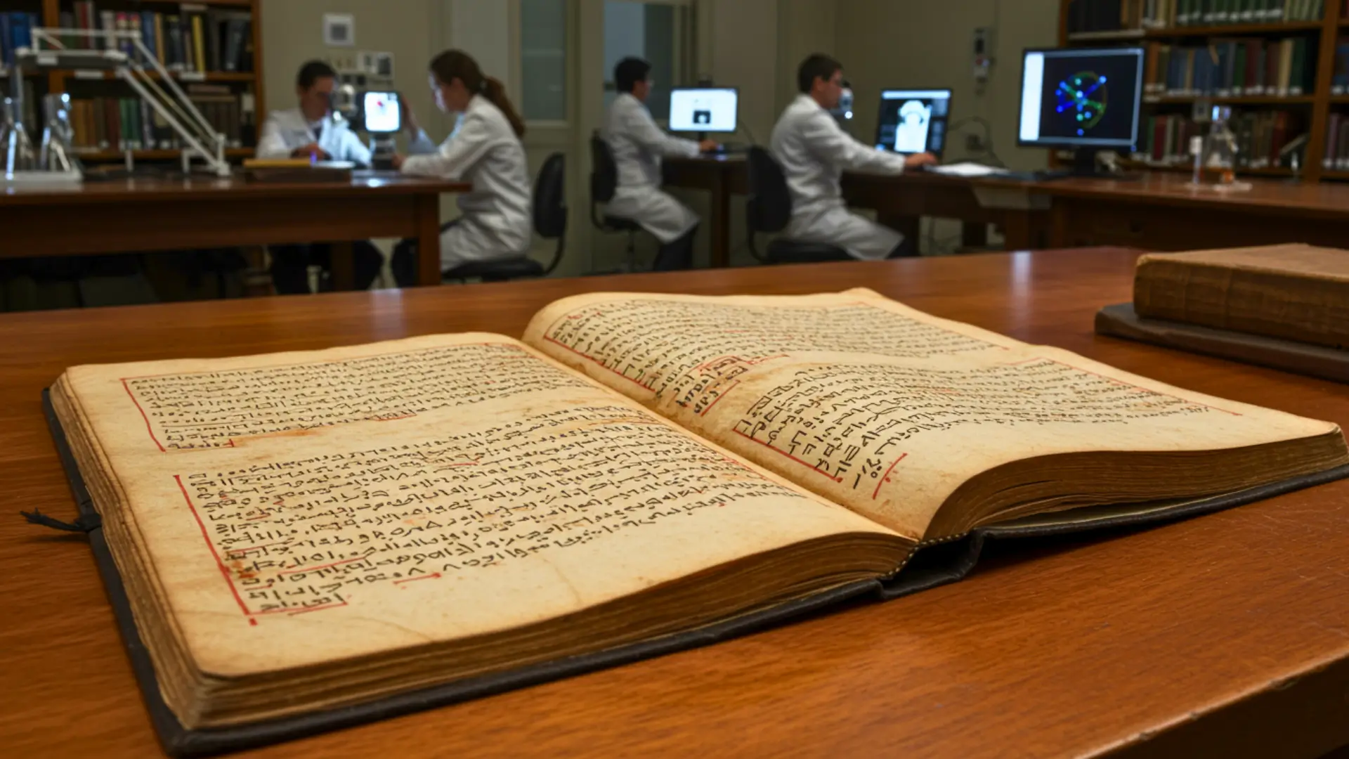 Manuscrit religieux médiéval étudié en laboratoire révélant un ancien catalogue d’étoiles attribué à Hipparque