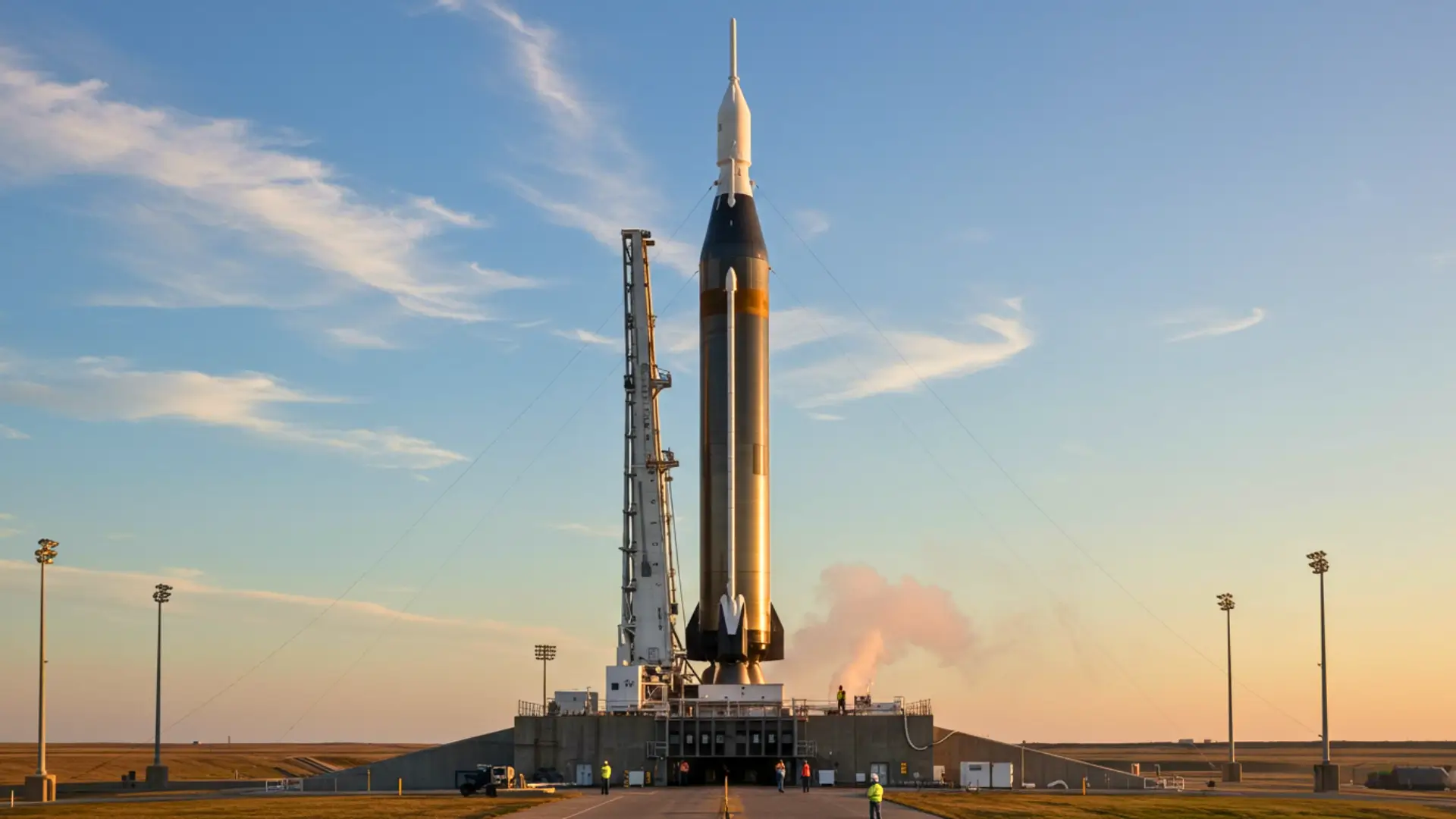 Fusée Starship v3 de SpaceX sur son pas de tir lors des essais de pré-lancement visant la réutilisation totale