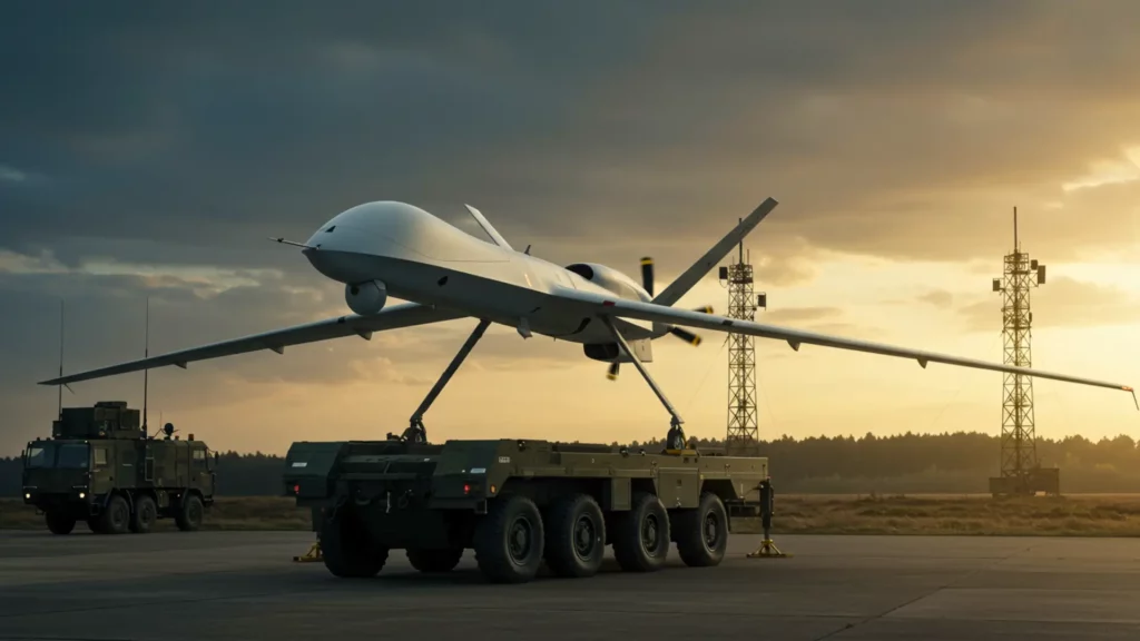 drone militaire européen longue portée sur plateforme mobile dans le cadre du programme ELSA