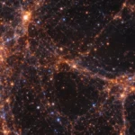 Visualisation du réseau cosmique montrant les filaments de galaxies et les vastes vides dans l’univers