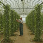 Producteur cultivant des plants de vanille en serre en Bretagne