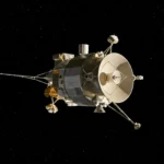 Sonde Voyager 1 de la NASA flottant dans l’espace profond avec son antenne parabolique face aux étoiles