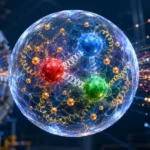 Détecteur de particules métallique illustrant l’étude quantique interne du proton.